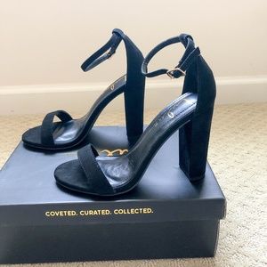 Lulus Taylor Black Suede Ankle Strap Heels